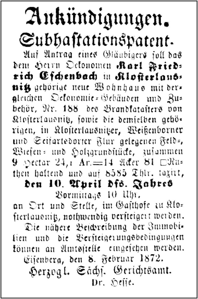 1872-04-10 Kl Versteigerung Eschenbach